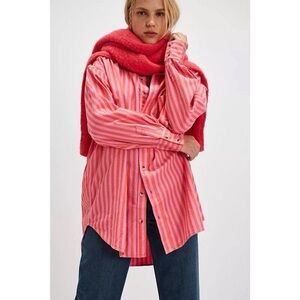We The Free Freddie Pink and Orange Striped Shirt - New with Tags
